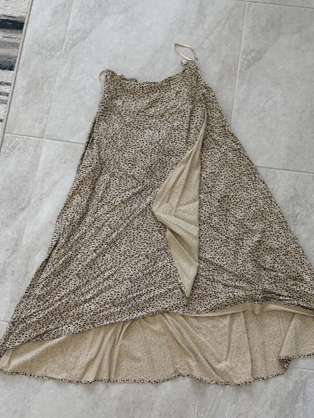 Light Brown Leopard Print Maxi Skirt